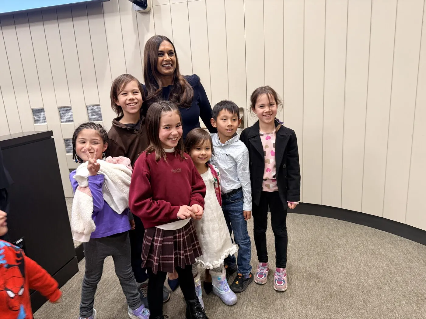 Pranita with local schoolchildren